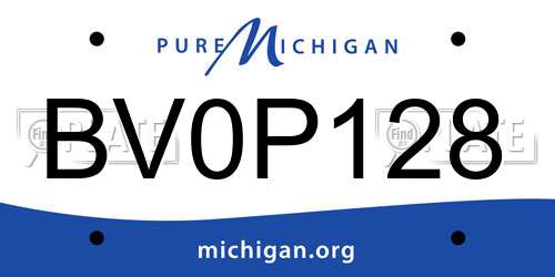 BV0P128 Michigan License Plate