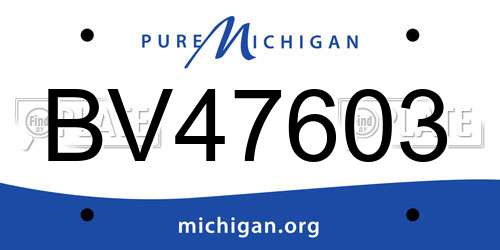 BV47603 Michigan License Plate
