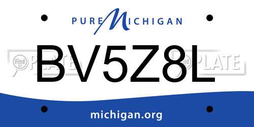 BV5Z8L Michigan License Plate