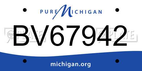 BV67942 Michigan License Plate