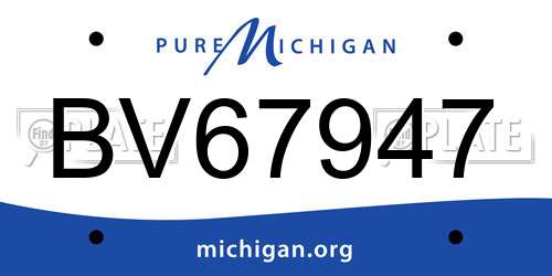 BV67947 Michigan License Plate