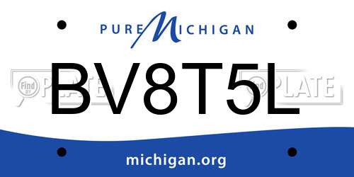 BV8T5L Michigan License Plate