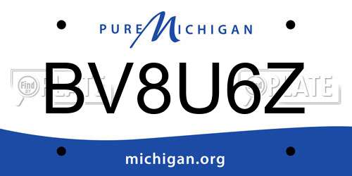 BV8U6Z Michigan License Plate