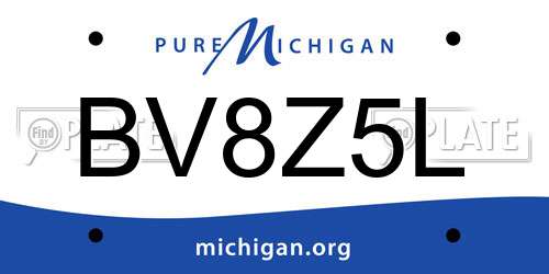 BV8Z5L Michigan License Plate