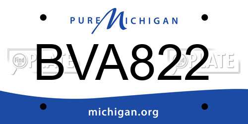 BVA822 Michigan License Plate