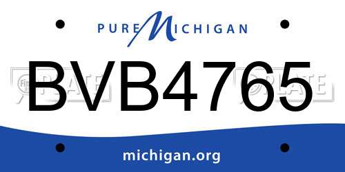 BVB4765 Michigan License Plate