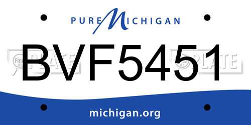 BVF5451 Michigan License Plate