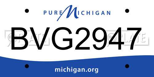BVG2947 Michigan License Plate