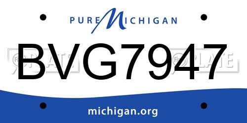 BVG7947 Michigan License Plate
