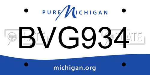 BVG934 Michigan License Plate
