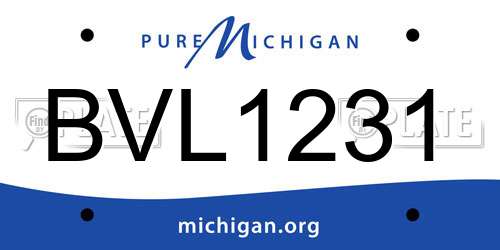 BVL1231 Michigan License Plate