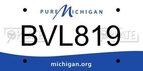 BVL819 Michigan License Plate