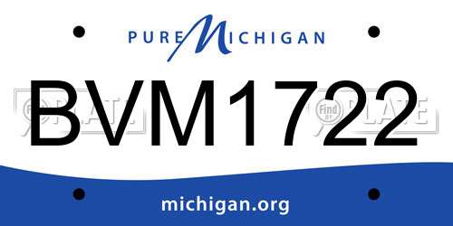 BVM1722 Michigan License Plate