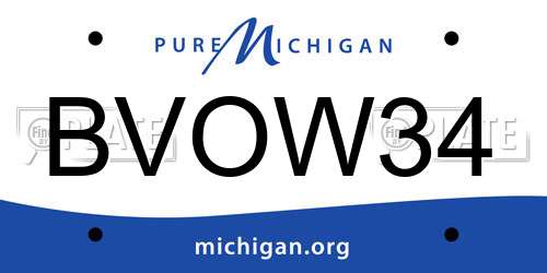 BVOW34 Michigan License Plate