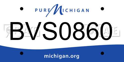 BVS0860 Michigan License Plate