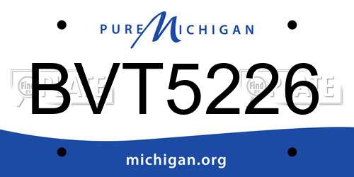 BVT5226 Michigan License Plate