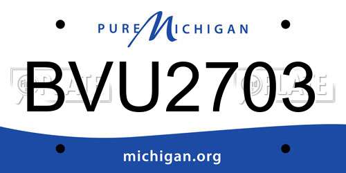 BVU2703 Michigan License Plate
