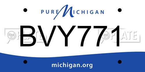BVY771 Michigan License Plate