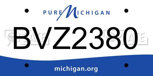 BVZ2380 Michigan License Plate
