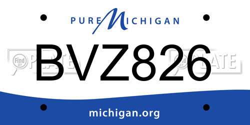BVZ826 Michigan License Plate