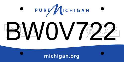 BW0V722 Michigan License Plate