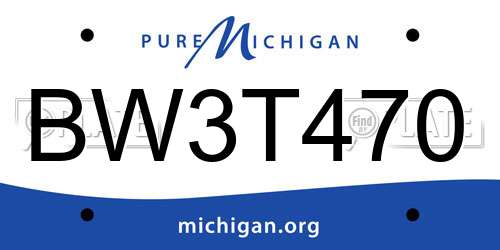 BW3T470 Michigan License Plate