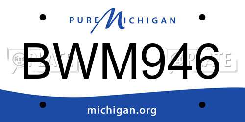 BWM946 Michigan License Plate