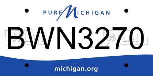 BWN3270 Michigan License Plate