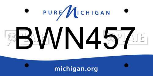 BWN457 Michigan License Plate
