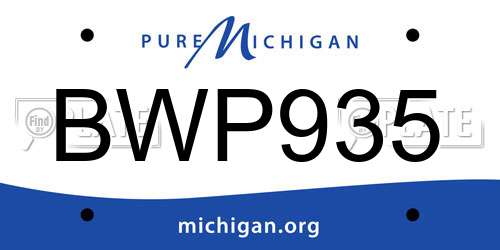 BWP935 Michigan License Plate