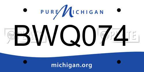 BWQ074 Michigan License Plate