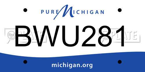 BWU281 Michigan License Plate