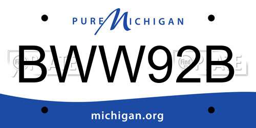 BWW92B Michigan License Plate
