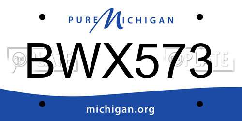 BWX573 Michigan License Plate