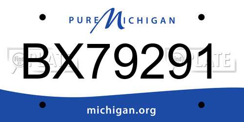 BX79291 Michigan License Plate