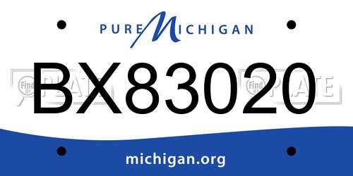 BX83020 Michigan License Plate