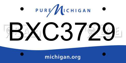 BXC3729 Michigan License Plate