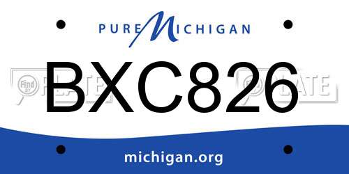 BXC826 Michigan License Plate
