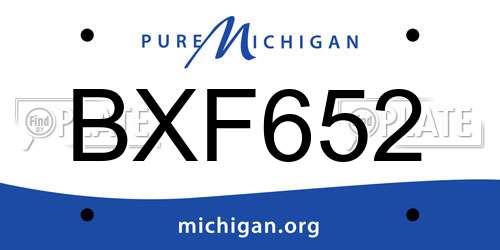 BXF652 Michigan License Plate