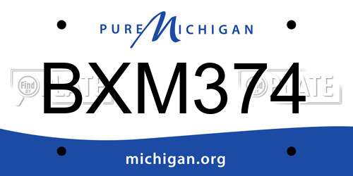 BXM374 Michigan License Plate