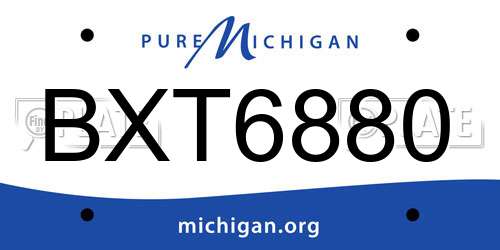 BXT6880 Michigan License Plate