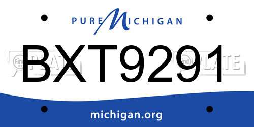 BXT9291 Michigan License Plate
