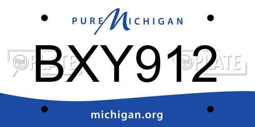 BXY912 Michigan License Plate