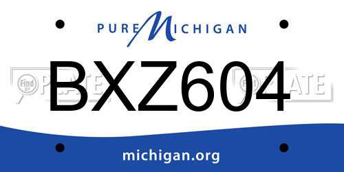 BXZ604 Michigan License Plate