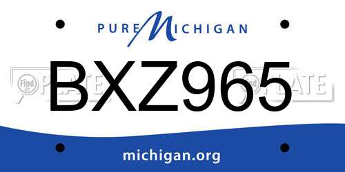 BXZ965 Michigan License Plate