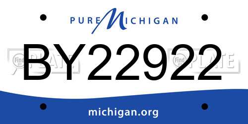 BY22922 Michigan License Plate