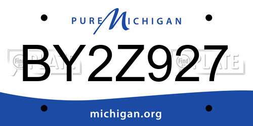 BY2Z927 Michigan License Plate