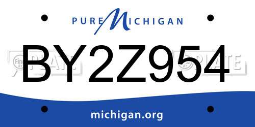 BY2Z954 Michigan License Plate