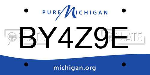 BY4Z9E Michigan License Plate