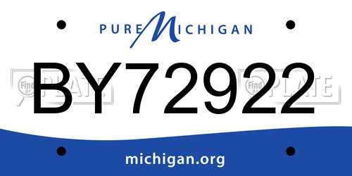 BY72922 Michigan License Plate